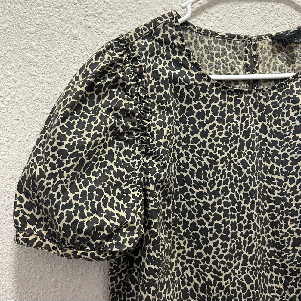 J. Crew Leopard Puff Sleeve Cotton Top Size M